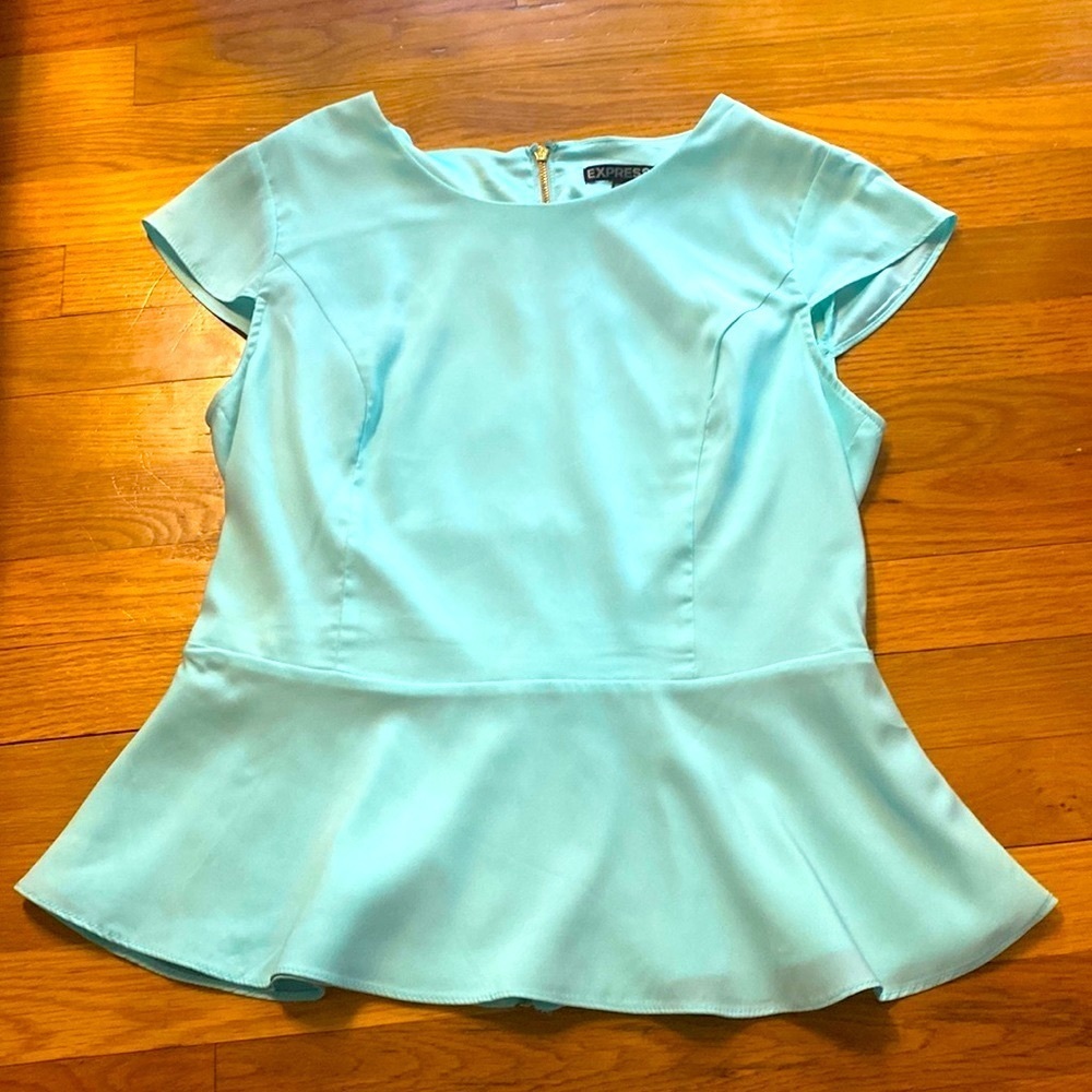 Express mint green ruffle blouse